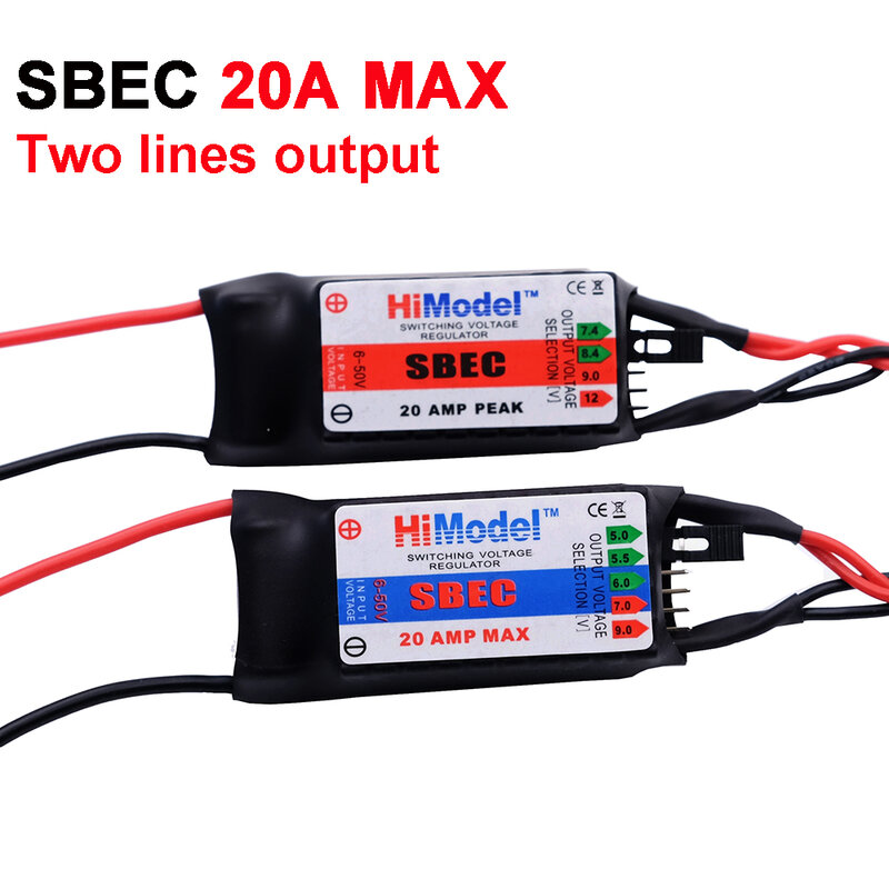 20A Switching Voltage Regulator Sbec Ubec 2-12S Input Twee Lijnen 5.0V/7.4V/8.4V/9V/12V Uitgang Voor Rc Vliegtuig Auto Boot Diy Model
