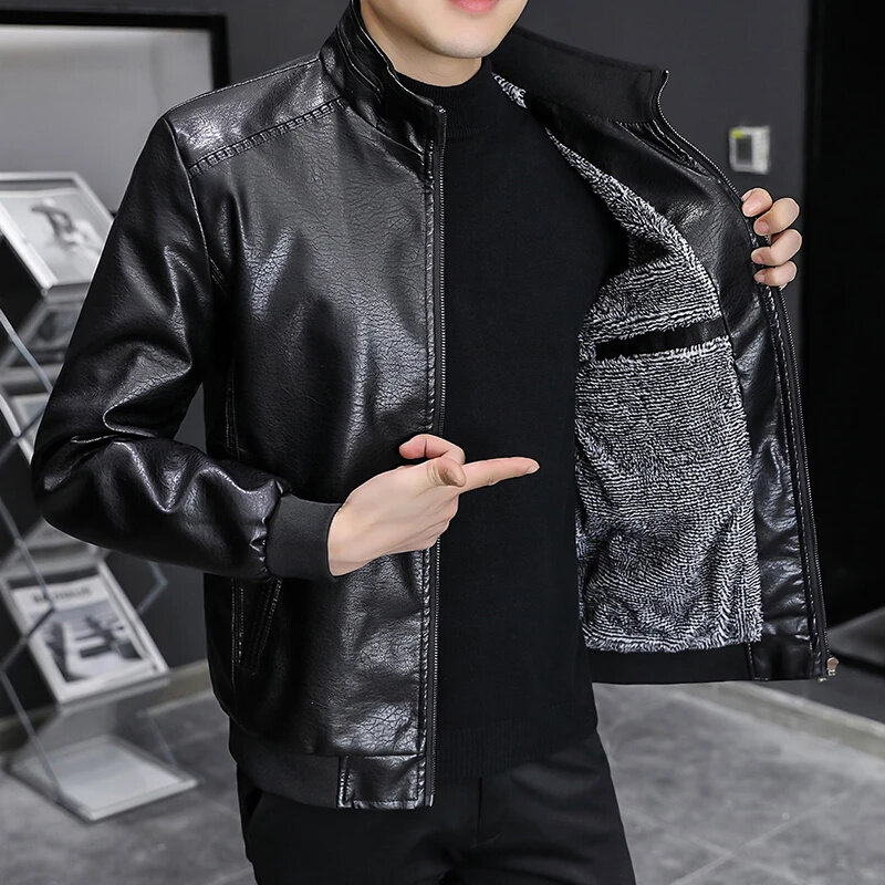 Men's Fashion Leather Jackets 2024 Spring Autumn New Casual Motorcycle PU Jacket Biker Coats Brand Clothing Big Size