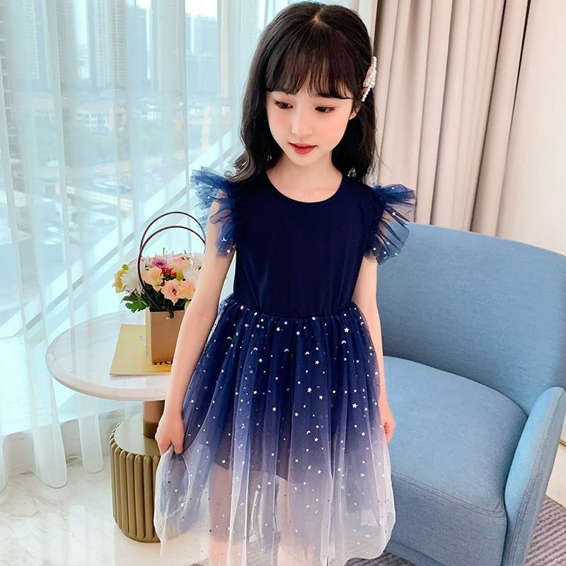 2023 New Girls Clothes New Summer Princess Dresses Flying Sleeve Kids Dress Unicorn Party Girls Dresses Children Clothing 3-8Y