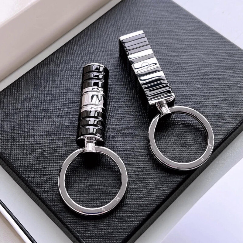 PJS Luxury MB Pure Silver Smooth Paint Car Key Chain 316 Stainless Steel Cylindrical And Ring Classic Keychain With Box Set
