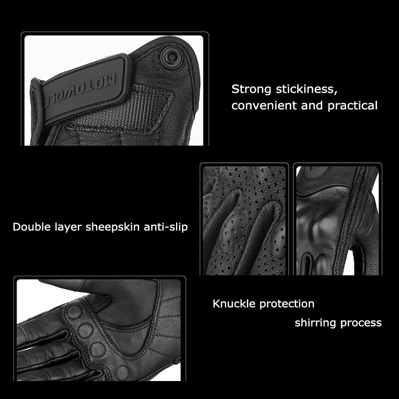 Gants de Moto en cuir pour hommes et femmes, pour écran tactile, respirant, équipement de protection pour Motocross