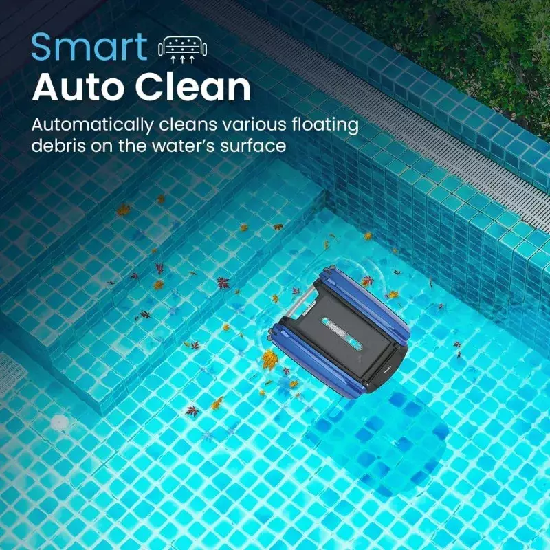 Betta SE pembersih Skimmer kolam robot otomatis bertenaga surya dengan daya baterai 30 jam dan motor tahan klorin garam kembar