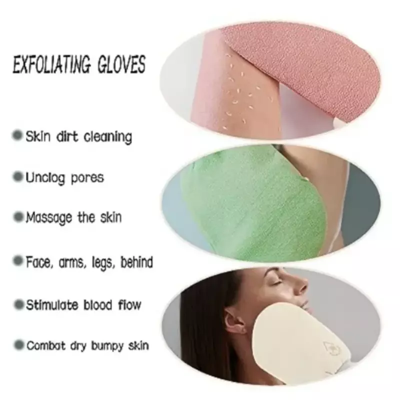 Exfoliating Bath Gloves Body Scrub Gloves SPA Shower Mitt Body Wash Sponge Massager Towel Rub Dead Skin Remover Bathroom Tools