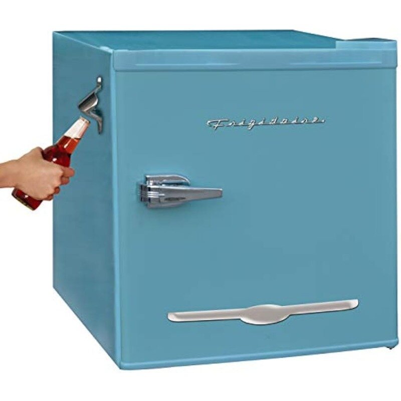 1.6 Cu ft 블루 레트로 냉장고, 측면 병따개 포함, 사무실, 기숙사 또는 캐빈 냉장고용 미니 냉장고