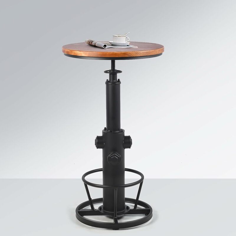 Винтажный стол для бистро с регулируемой высотой, 38,6-44,4 дюйма, промышленный барный стол для столовой, кофейни, паба, поворотный стол для 2-3 человек