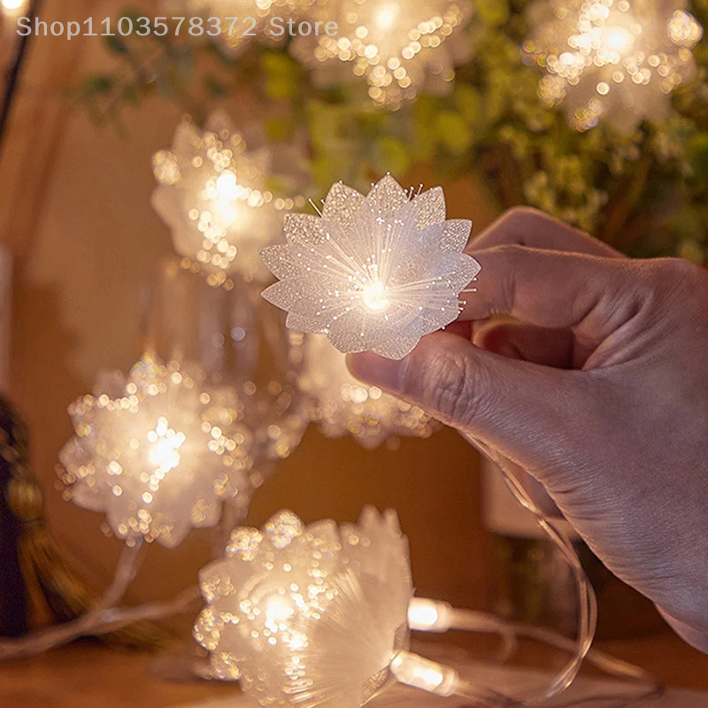 2 metry 10 diod LED bajkowe oświetlenie girlanda na baterie świąteczne dekoracje świąteczne dekoracje noworoczne sztuczne kwiaty Festoon
