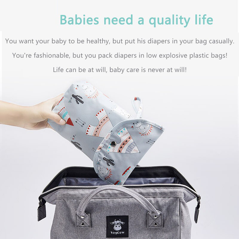 아기 기저귀 가방 정리함 재사용 가능 방수 습식/건식 천 가방, 미라 보관 기저귀 가방, 일회용 기저귀 의류 운반