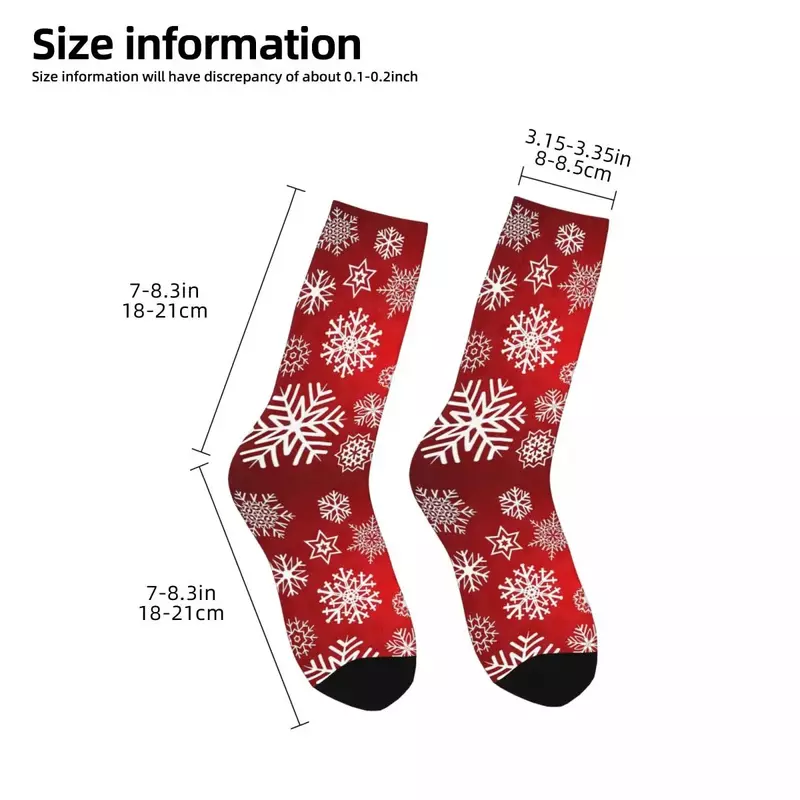 Stoking menyerap keringat Harajuku kaus kaki kepingan salju Natal aksesori kaus kaki panjang sepanjang musim untuk hadiah ulang tahun pria wanita