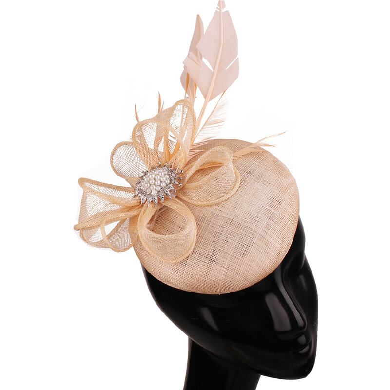 Cappelli Fedora formali da festa Vintage di alta qualità a 4 strati verde Sinamay Fascinator cappello fascia da sposa spettacolo copricapo Clip