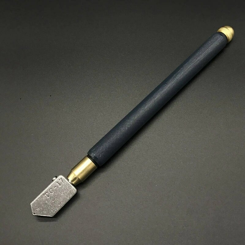 TOYO-cortador de vidrio y aceite con mango de Metal, herramienta de corte de cabeza recta de diamante, color negro, 17,5 cm, TC-17