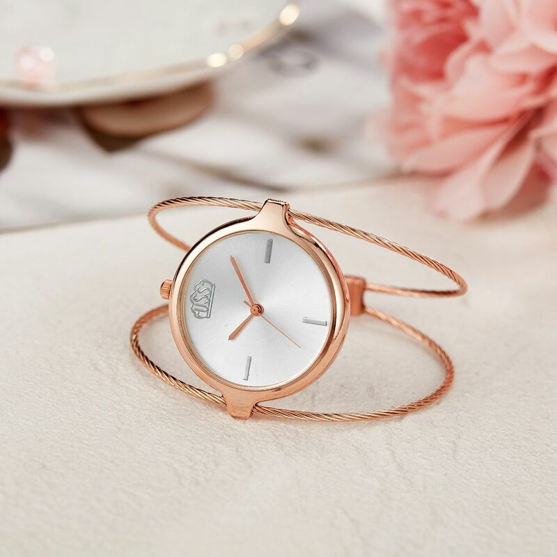 Reloj de pulsera de alambre único redondo Vintage superior para mujer, reloj de pulsera de alambre de cuarzo, reloj de moda informal