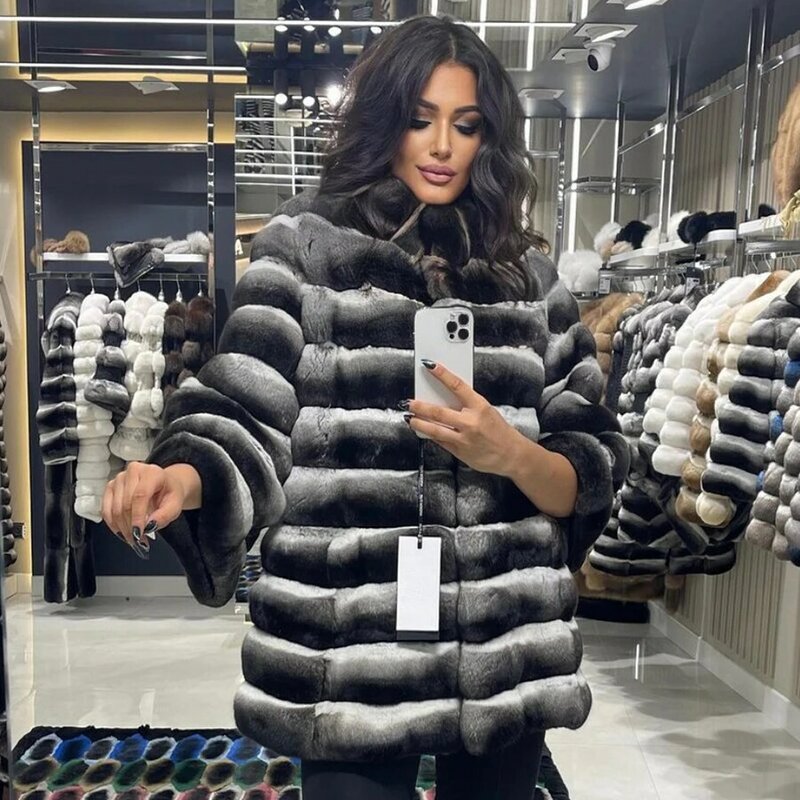 女性のための冬の服,ウサギの毛皮のコート,自然な再ウサギの毛皮のジャケット,暖かい豪華なファッション
