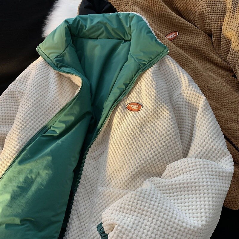 Casaco masculino reversível de algodão para baixo, jaqueta de parka solta, roupa quente grossa, casaco de lazer, inverno, novo, 2023
