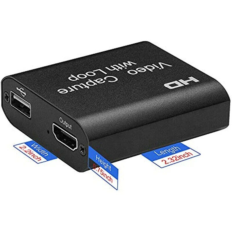 Kartu pengambilan Game dengan Loop Out HDMI, kompatibel dengan USB 2.0 720P 1080P 30Hz kotak penangkap Audio Video untuk S7/8/10 PC Live OBS