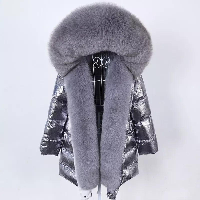 Maomaokong-Jaqueta feminina com capuz de luxo, raposa real, gola de pele de guaxinim, casaco quente, casacos impermeáveis, parkas, inverno, 2023