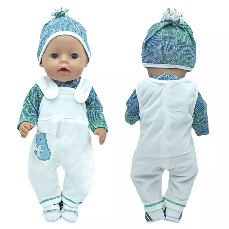 Pakaian boneka bayi, setelan celana pakaian jaket boneka bayi baru lahir dan celana 17 inci 43cm, mantel mainan anak-anak