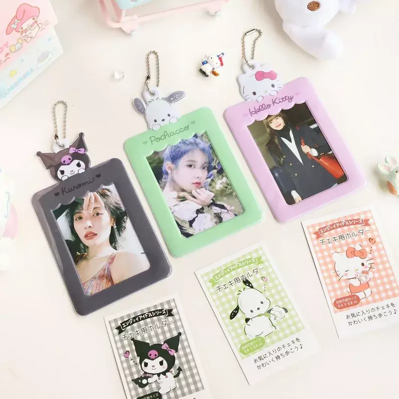 Kawaii Sanrio Hello Kitty Cinnamoroll My Melody Photo Card Holder Card Cover 3 pollici Cartoon Fashion Mini Album Photo Folder