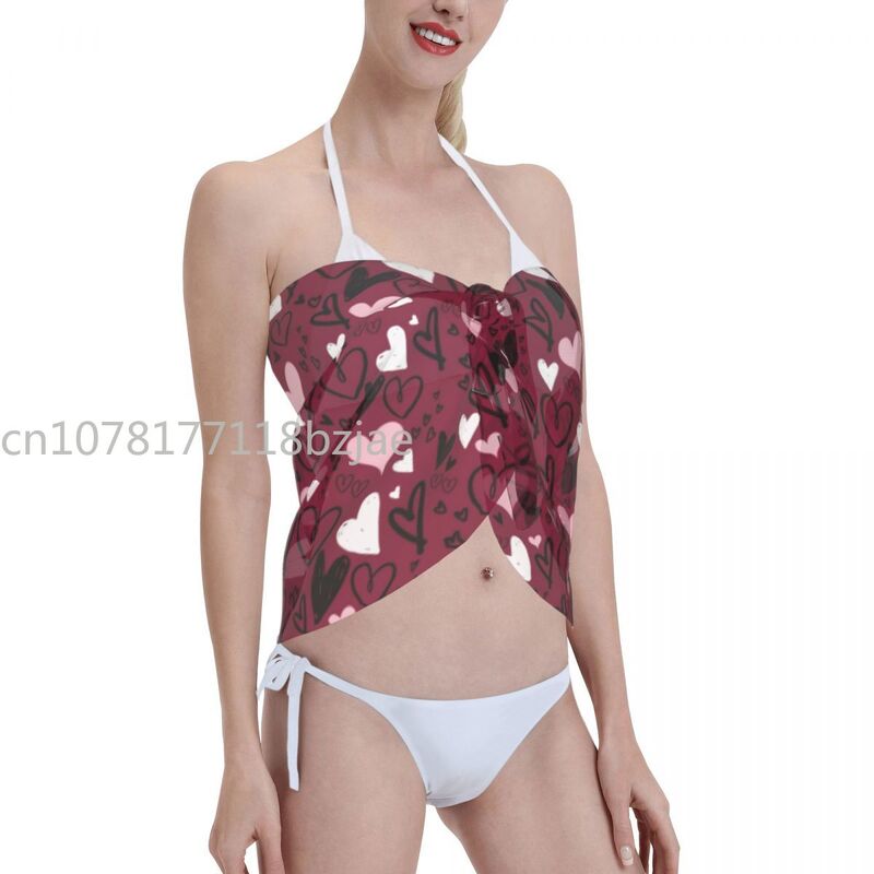 Pakaian renang sifon wanita seksi rok sarung penutup hati Pareo pakaian pantai transparan baju renang penutup Bikini
