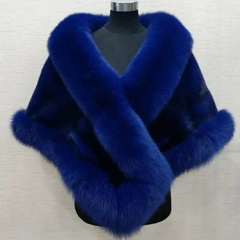 Faux Fur Shawl Women's Winter New Style Faux Mink Fox Fur Cloak Faux Fur Coat Plus Dress Shawl Winter Coat Women