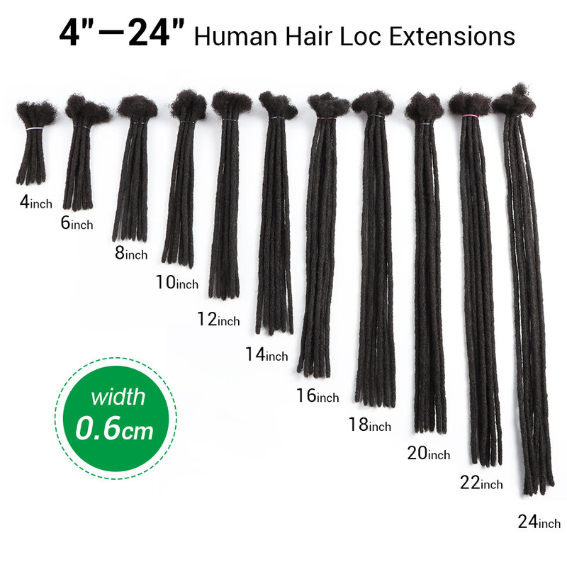 AHVAST extensiones de cabello humano Natural, rastas negras teñidas y blanqueables para mujeres y hombres