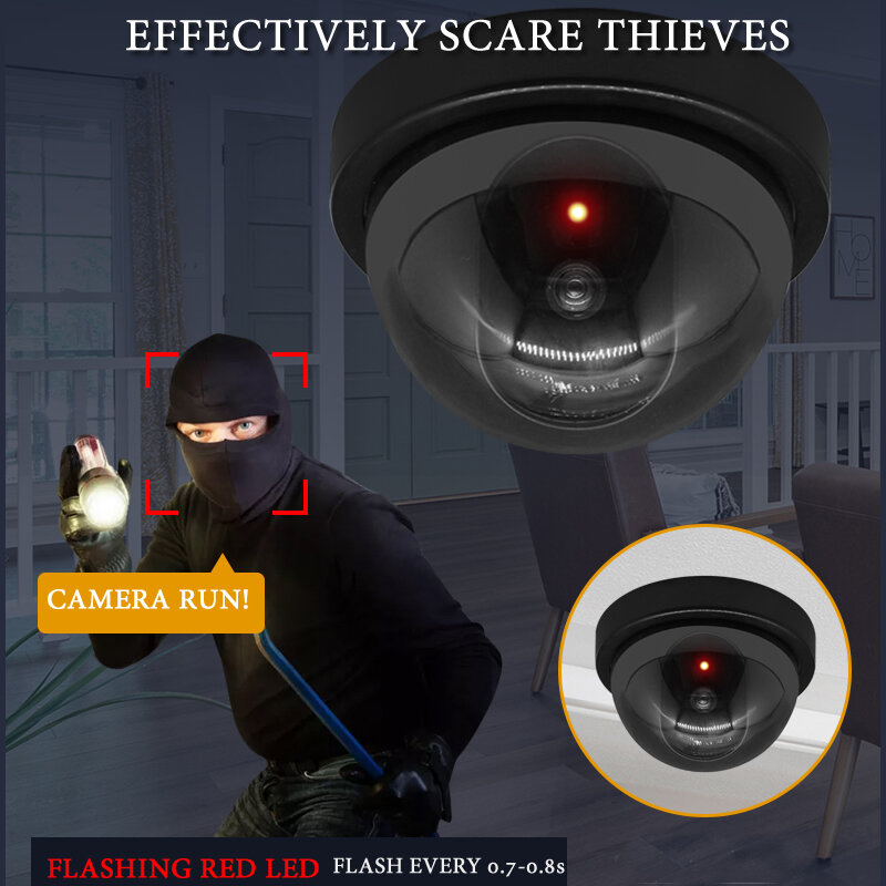 Cámara domo falsa creativa, sistema de seguridad de vigilancia para el hogar y la Oficina, LED intermitente simulado, disuasorio, ladrón, inalámbrico