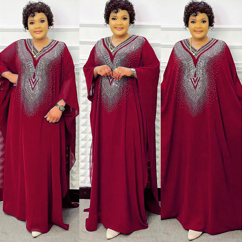 Gaun wanita ukuran Plus, jubah gemuk Afrika bor dua potong + rompi 493 #