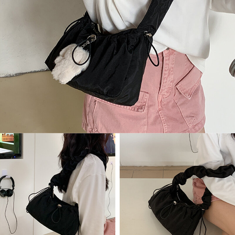 Borsa a tracolla pieghevole di moda semplice borsa a tracolla ascellare di design Casual Vintage donna 2024 nuove borse di lusso di alta qualità