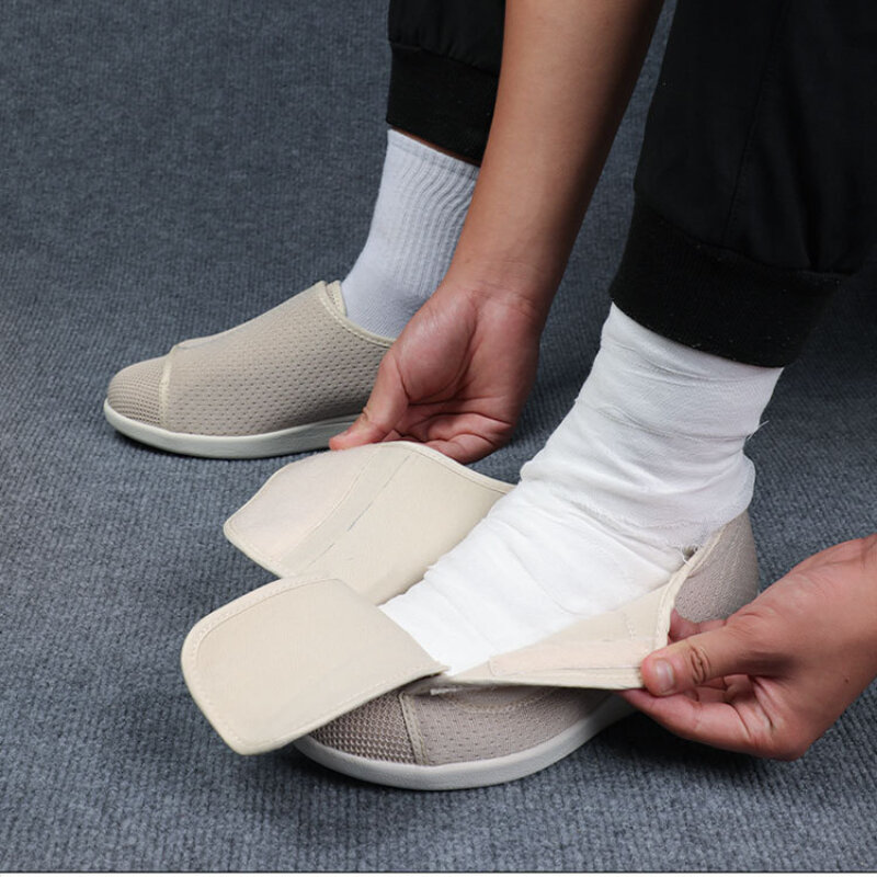 حذاء جديد غير رسمي لجراحة العظام بأقدام واسعة منتفخة حذاء المشي المريح الناعم القابل للضبط