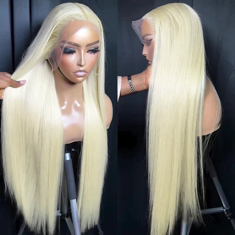 Diniwigs Long Silky Straight Synthetic Lace Front Wigs Blonde Synthetic Wig Lace Frontal Pre Plucked Heat Fiber Hair Cosplay Wig