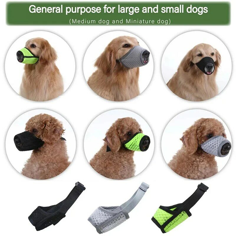 Bozal de nailon suave para perro grande, malla de aire transpirable, lazo ajustable para mascotas