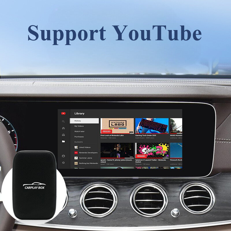 CarPlay kotak TV AI pintar Android, kotak TV nirkabel portabel Android Auto CarPlay YouTube Netflix untuk Radio mobil berkabel OEM