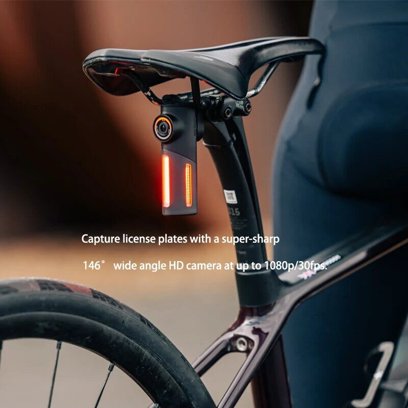 SEEMEE-DV Lanterna traseira da câmera para ciclismo urbano de estrada, USB-C luz traseira recarregável da bicicleta, bateria 3400mAh até 110 horas