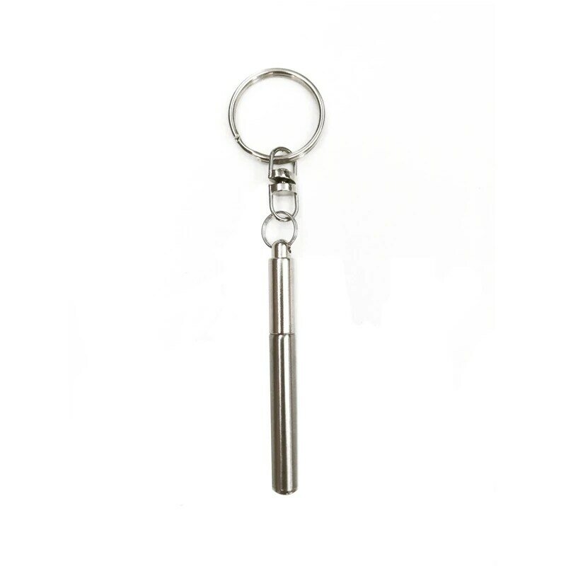 Porte-clé télescopique portable en acier inoxydable, stylo à bille, porte-clé en métal, 1PC