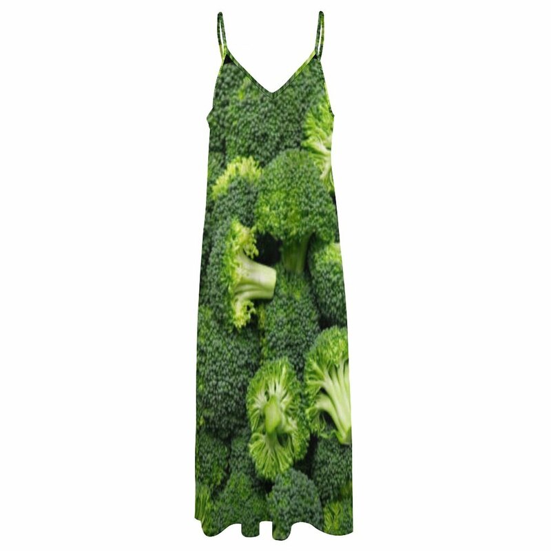 Bróculi-vestido sin mangas para mujer, traje elegante de fiesta, ropa de verano, 2024