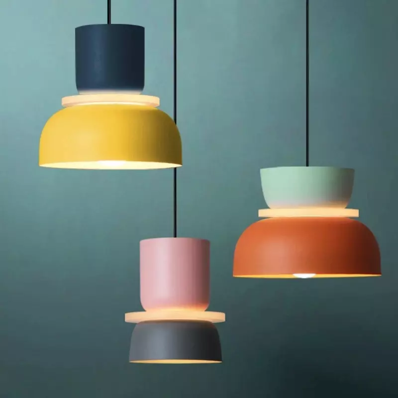 New Modern Colour Pendant Lamp Led Nordic Hanging Suspension Bedside Living Bedroom Study Bar Dining Room Lighting Macaron Decor