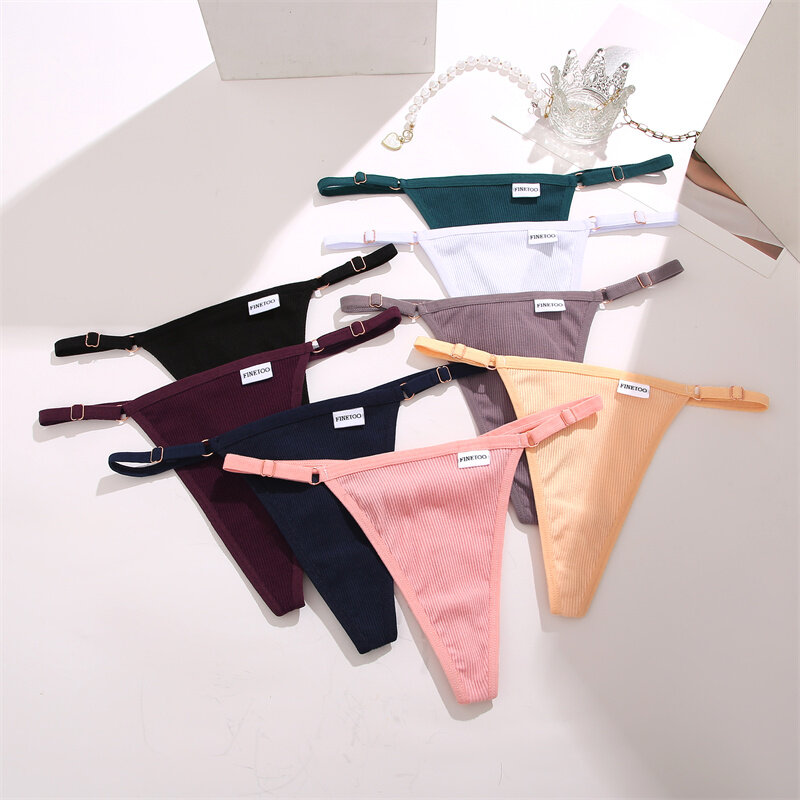 Celana dalam wanita thong katun pinggang dapat disesuaikan seksi G-String warna polos mulus intim celana dalam Lingerie S-XL