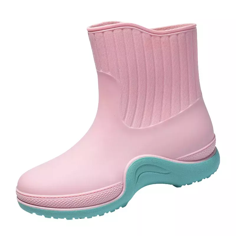 Damskie wygodne kalosze na zewnątrz antypoślizgowe wodoodporne buty damskie modne codzienne ciepłe kalosze gumowe buty 2024
