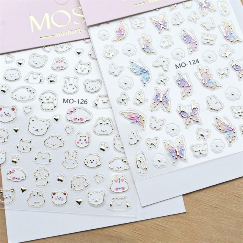 1~10PCS Three-dimensional Nail Stickers Extensive Application Black And White Manicure Butterfly Relief Nail Art Bu