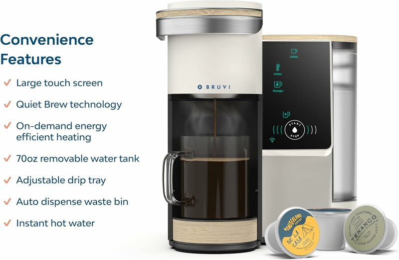 BRUVI The Bruvi Bundle | Single-Serve Coffee System | Includes 20 Coffee and Espresso B-Pods + Bruvi Coffee Brewer