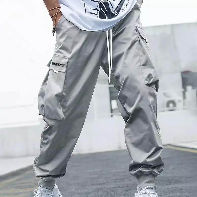 Брюки-карго мужские универсальные, брюки в стиле хип-хоп, с эластичным поясом, с несколькими карманами, уличная одежда