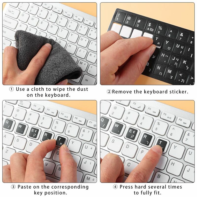 Hebrew Keyboard Stickers Alphabet Layout Wear-resistant Letter Keypad Label Sticker For Laptop Desktop Computer