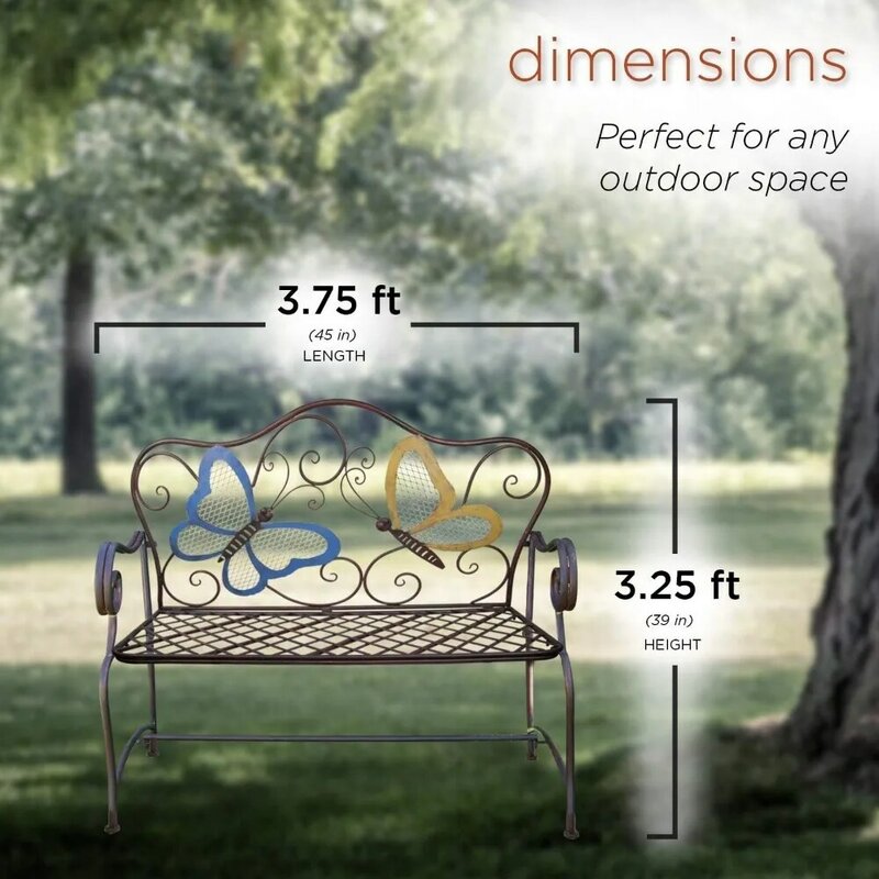Outdoor bench, 45 "x 23" outdoor double butterfly garden bench, outdoor bench