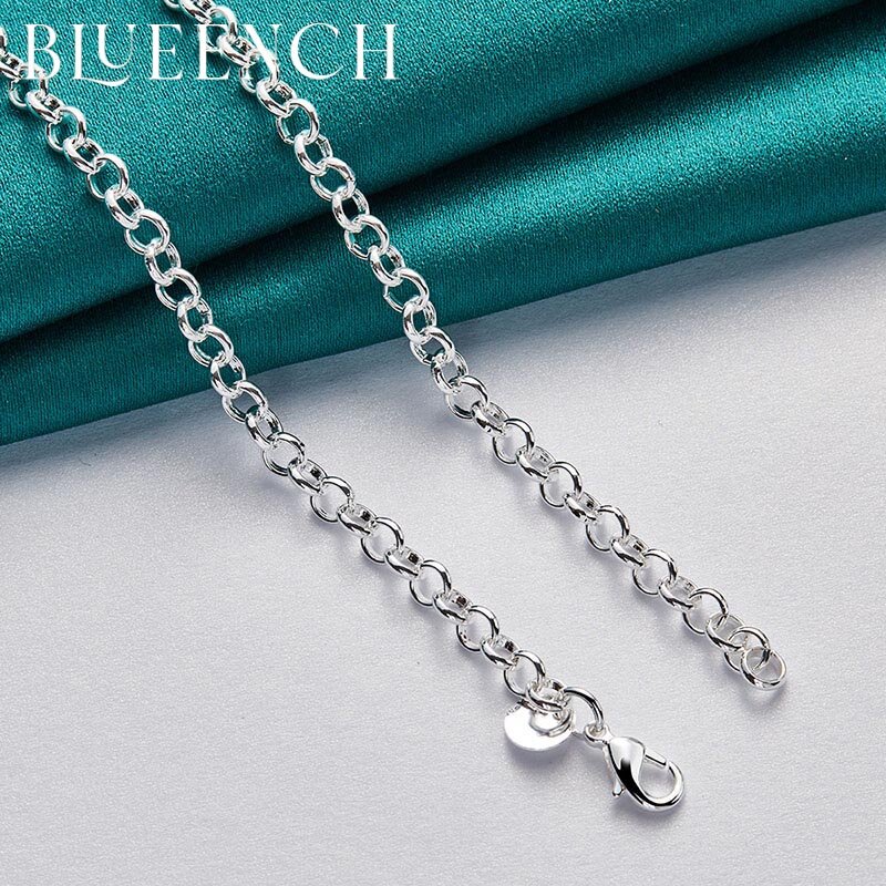 Blueench 925 Sterling Silver Circle Square Pendant Necklace for Ladies Evening Party Wedding Personality Fashion Jewelry
