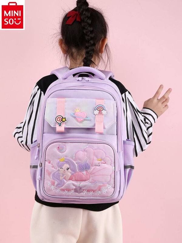 MINISO 2024 Большой Вместительный Детский рюкзак с милой мультяшной русалочкой Диснея для детского сада.