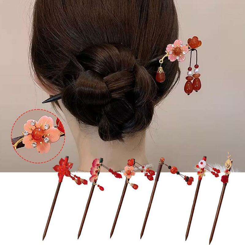 Hairpin retrô estilo chinês para mulheres, elegante cabelo de metal, headwear para senhoras, acessórios antigos hanfu, presentes de ano novo