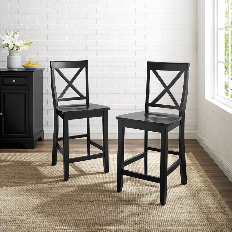 Кросли мебель X-Back барный стул (набор из 2), 24 дюйма, черный