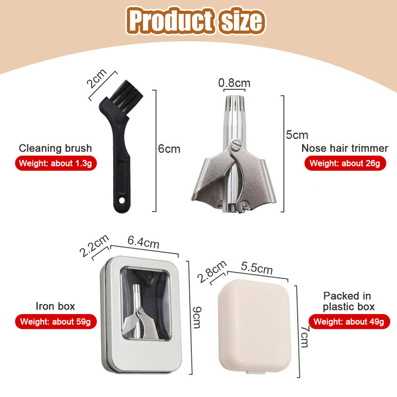 Recortadora de nariz Manual de acero inoxidable para hombres, Vibrissa afeitadora, lavable, herramienta de cuidado de pelo de oreja y nariz