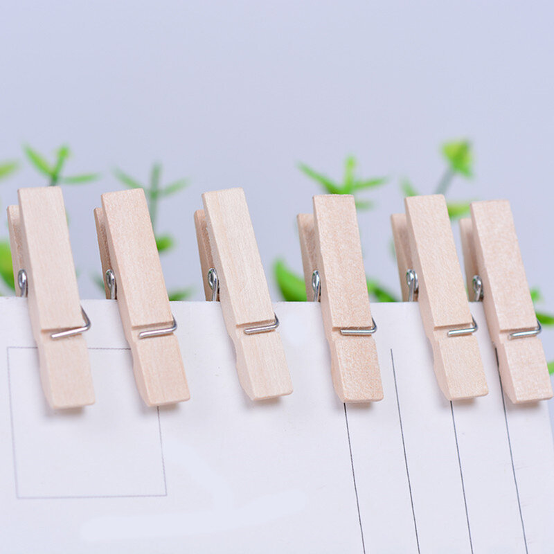 50 buah klip kayu alami Mini ukuran tambang sangat kecil 25mm untuk penjepit foto jepit klip dekorasi kerajinan jepitan
