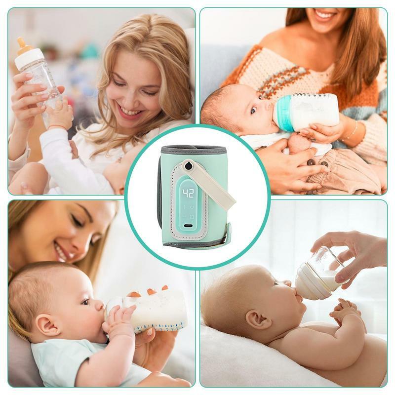 Tas penghangat susu bayi, penghangat botol USB portabel penjaga panas isolasi lengan pemanas untuk susu