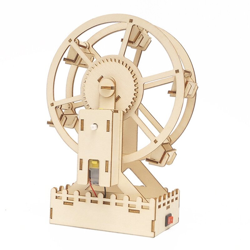 Roda gigante rotativa para crianças, quebra-cabeça de madeira 3D, modelo, experimento científico eletrônico, kit de produção, navio da gota